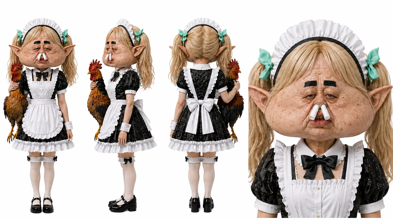メイド服とツインテールが特徴の、冥土ちゃんのキャラクター設定画